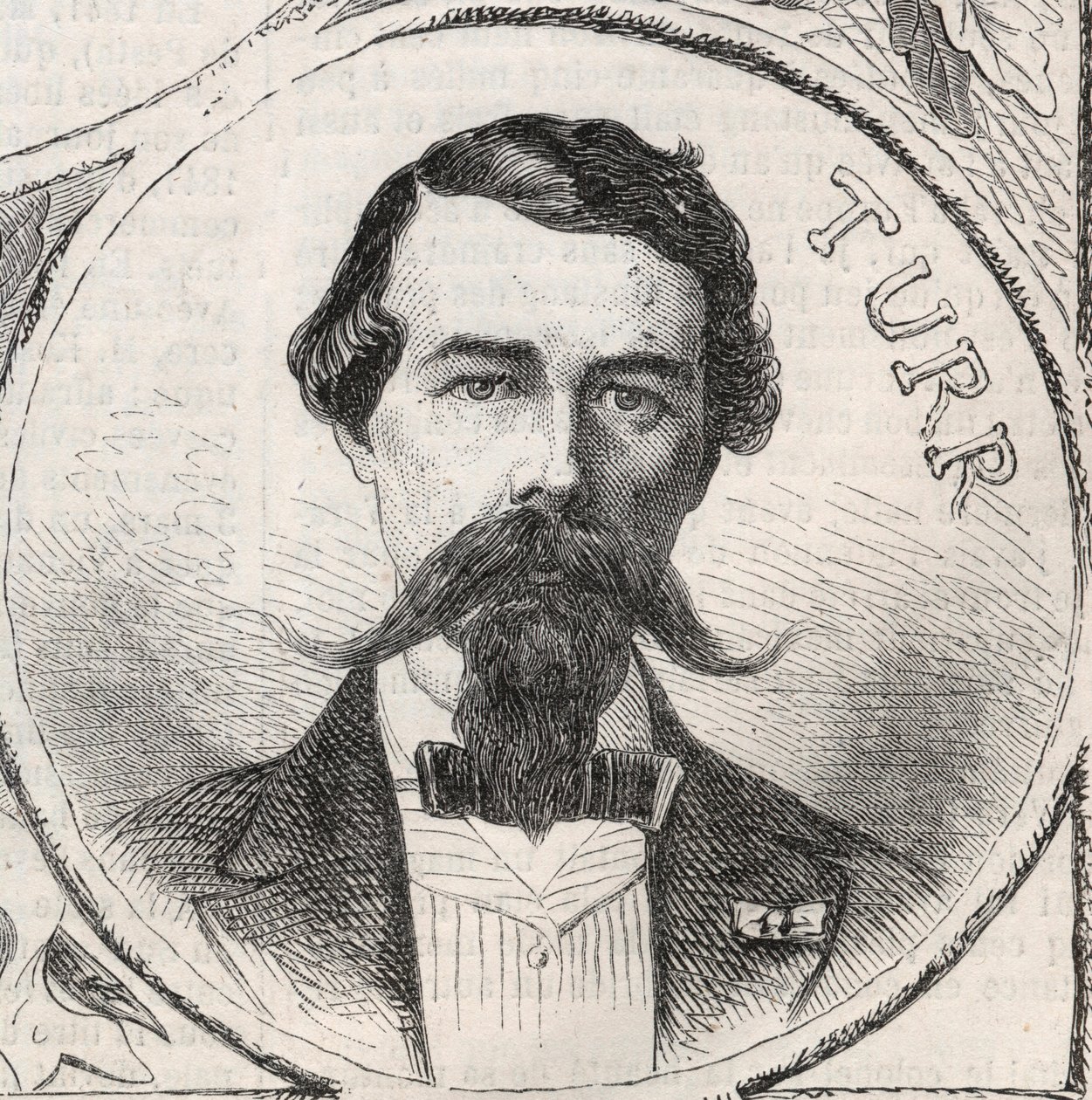 Portrait of Stefan Istvan Turr, Hungarian general - Engraving in 