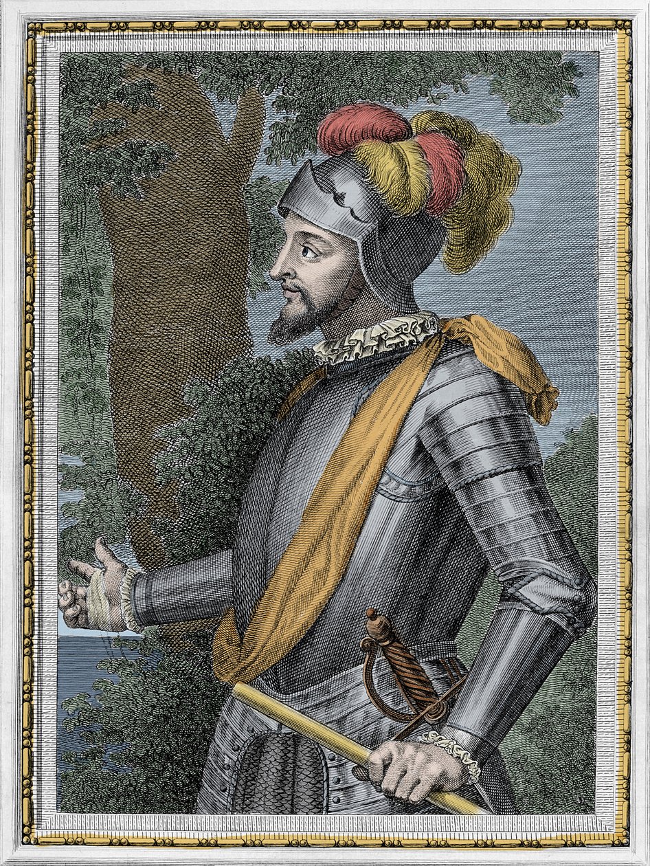 Portrait of Vasco Nunez de Balboa, Spanish conquistador (1475-1517) - Engraving 19th century by Unknown artist