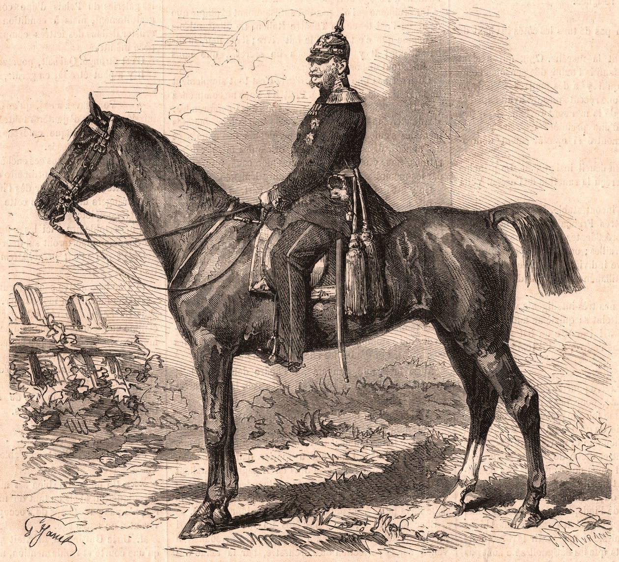 Portrait of William I in uniform on horseback by Unknown