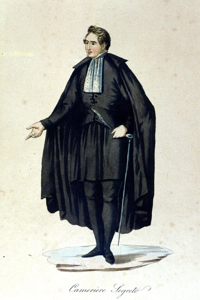 Portrait of a Secret Camera from the Vatican State. 19th Century Engraving by Unknown artist