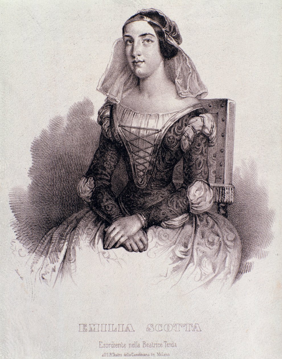 Portrait of singer Emilia Scotta in the opera Beatrice di Tenda by Unknown artist