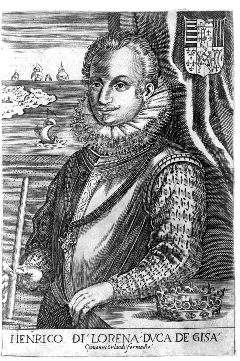 Portrait of the Duke of Guise (Henry I of Lorraine, known as the Scarface (1550 - 1588)). Engraving of the 17th century. by Unknown artist