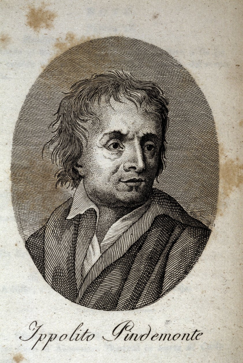 Portrait of the Italian poet Ippolito Pindemonte (1753-1828), friend of the poet and Italian playwright Ugo Foscolo. Engraving of the 19th century. by Unknown artist