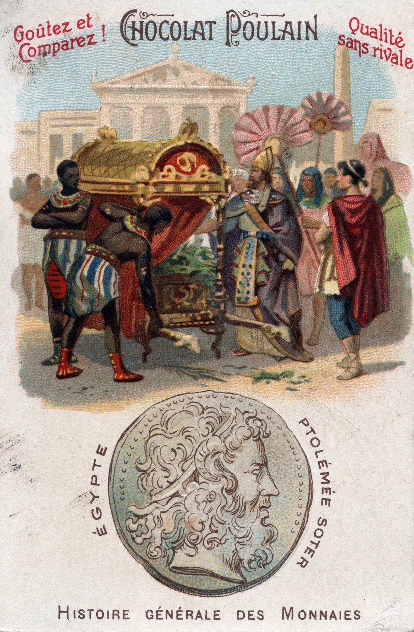 Ptolemy I (360-283 BC) Soter (savior) had Alexander the Great buried. In General History of Coins. Chromolithography of the end of the 19th century. Private collection. by Unknown artist