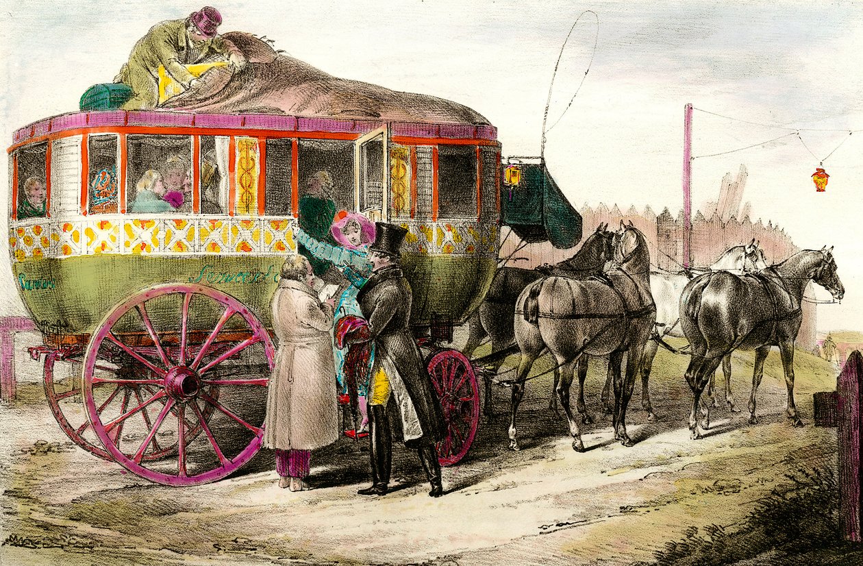 Public Transport: Passengers Entering the Parisienne Diligence by Unknown artist