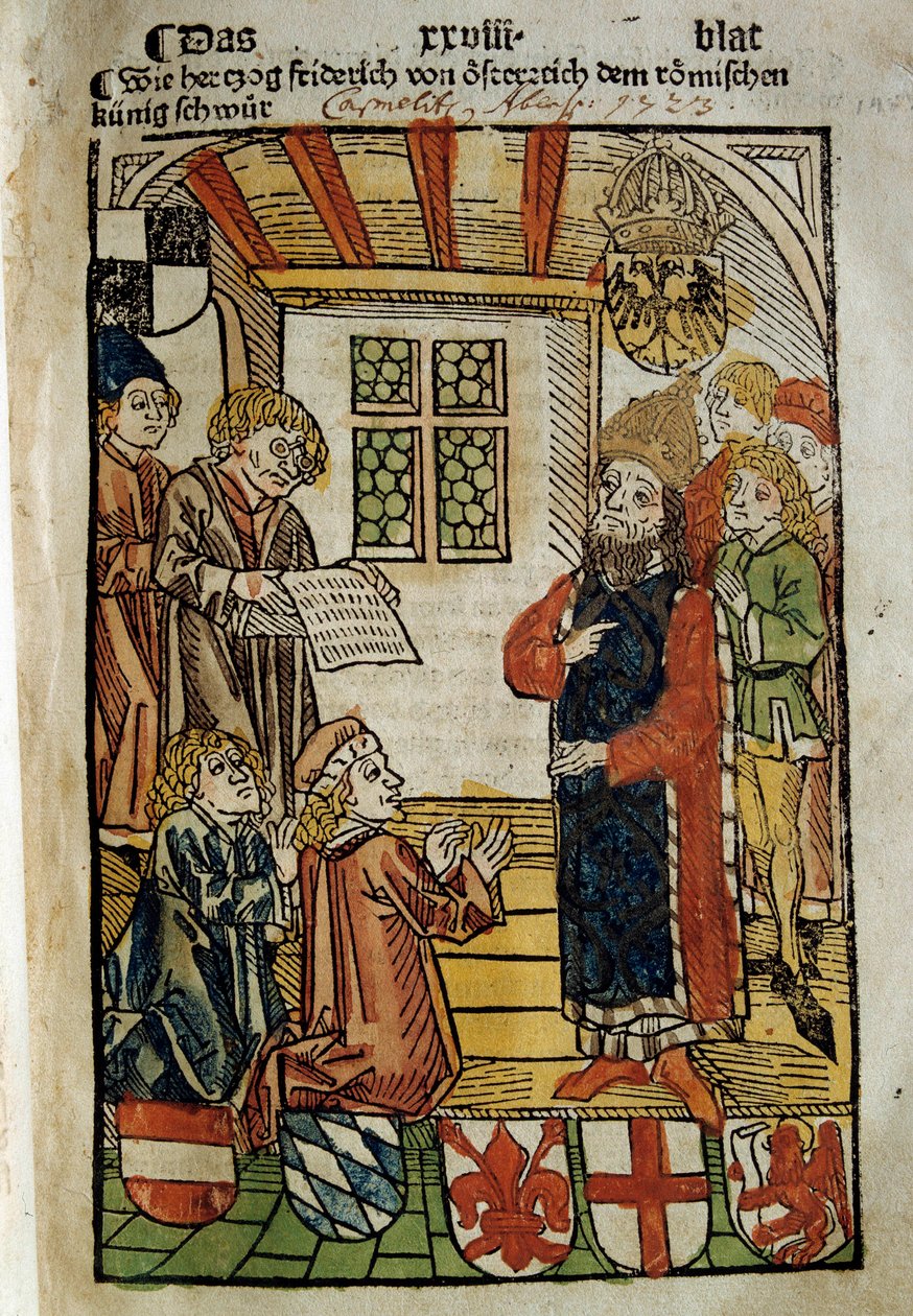 Representation of the Council of Constance (1414-1418), convened by Emperor Sigismund I and Antipope John XXIII. Miniature of 1414. Paris, Polish Library by Unknown artist