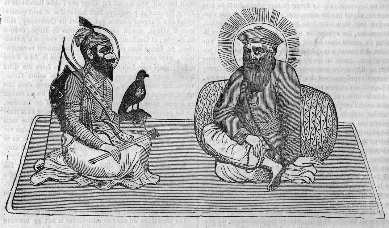 Representation of the founders of Sikhism: Guru Nanak (1469-1539) and Guru Gobind Singh (1666-1708). In 