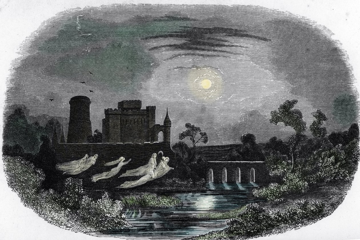 Representation of the Ghosts of the Ancient Lords of Blandy Flying Around the Walls of the Castle, Blandy-les-Tours, Seine and Marne by Unknown artist
