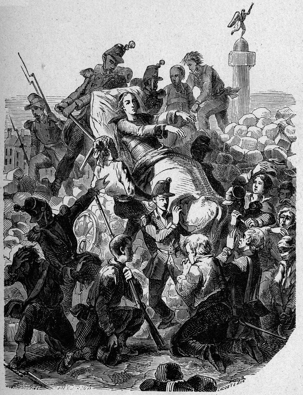 Revolution 1848: Archbishop Denis Affre Wounded and Carried on a Stretcher in 1848. by Unknown artist