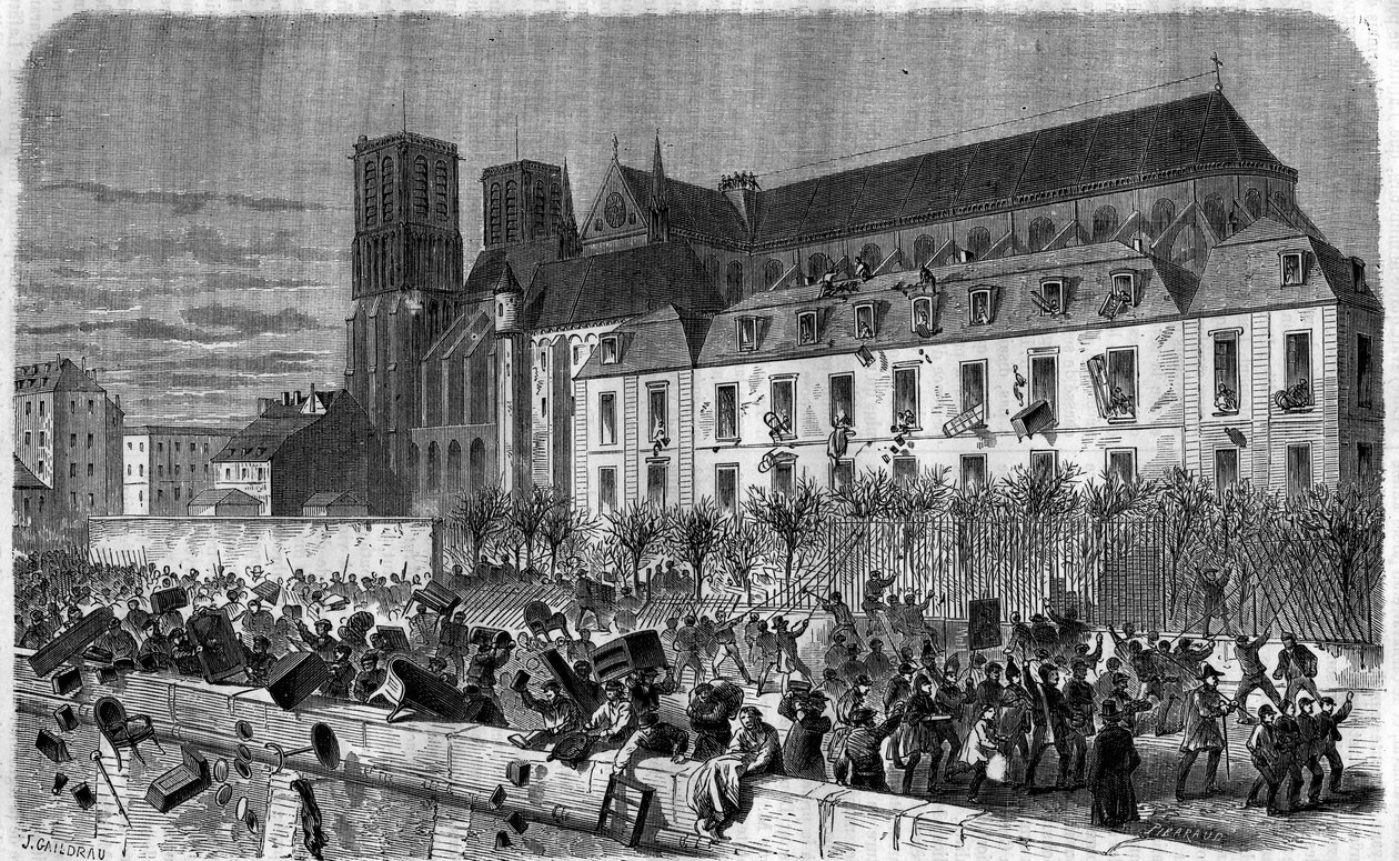 Revolution of 1830: Sack of the Archeveche in Paris on February 15 by Unknown artist
