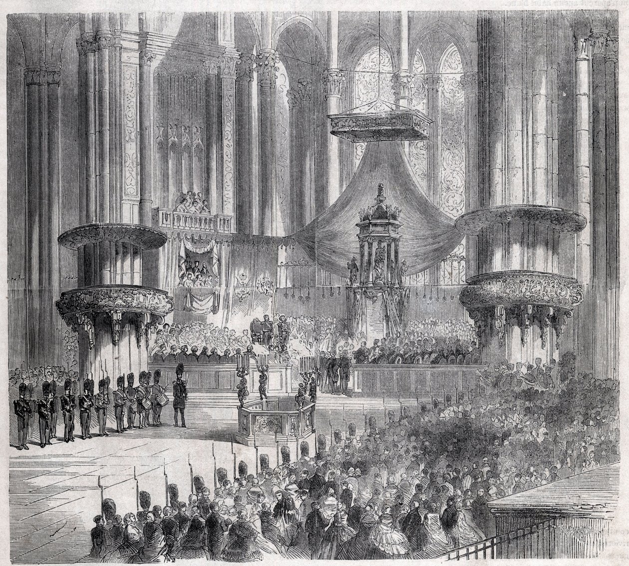 Risorgimento - Celebration of Te Deum in Milan Cathedral at presence of kings of Italy and France by Unknown artist