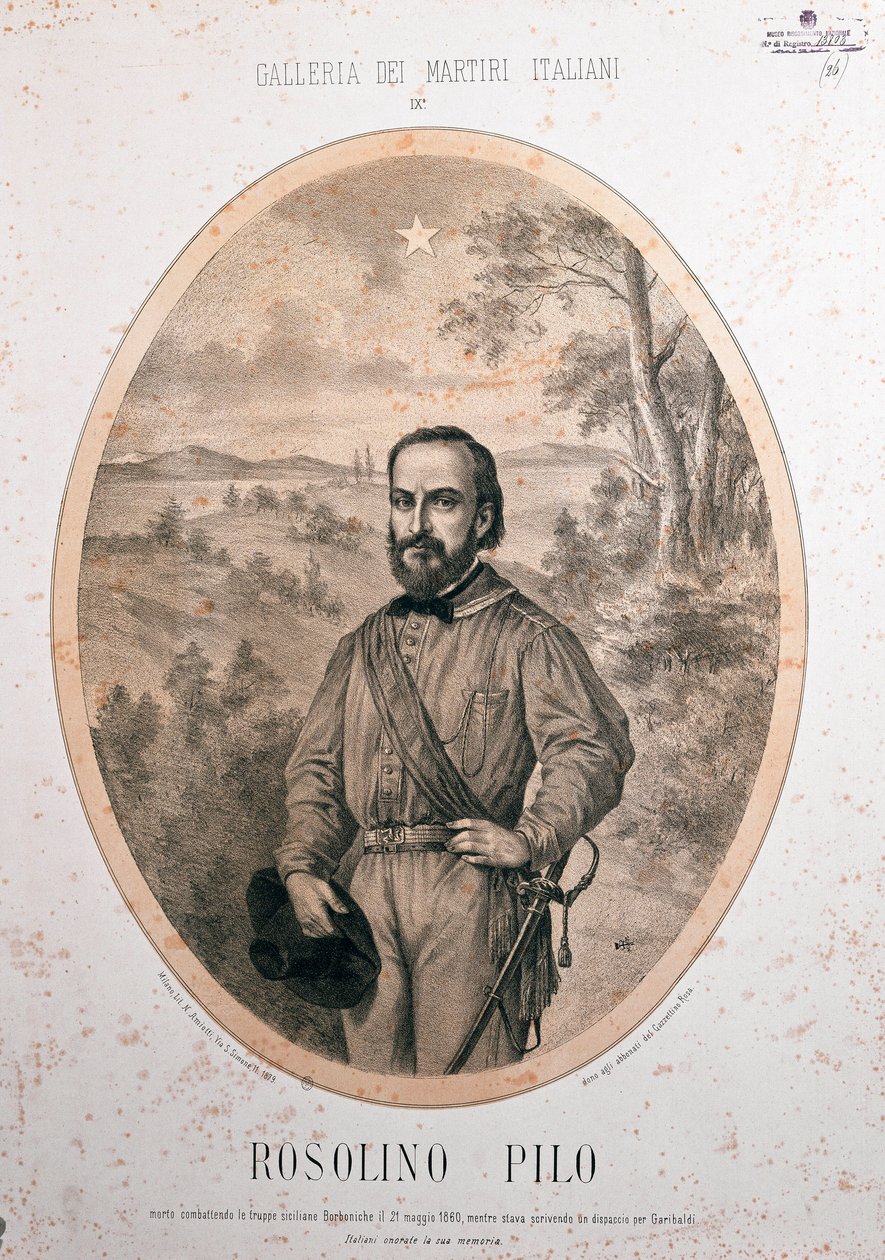 Portrait of the Italian patriot Rosolino Pilo by Unknown artist