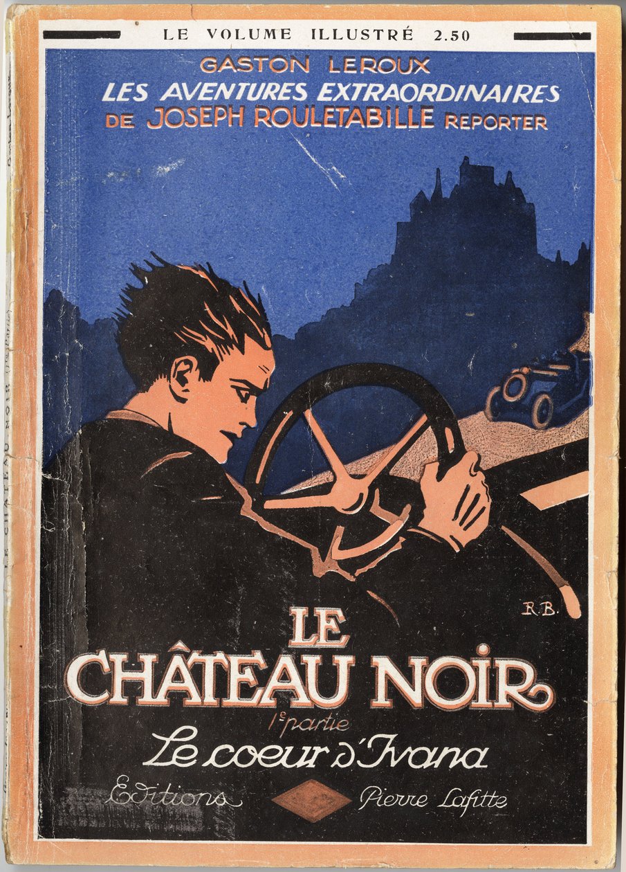 Rouletabille behind the wheel of his convertible, cover illustration for Gaston Leroux, Pierre Lafitte edition, Paris by Unknown Artist