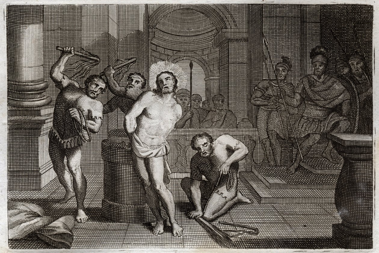 Royaumont Bible, New Testament: Flogging of Jesus Christ. Illustration of 1811. by Unknown artist