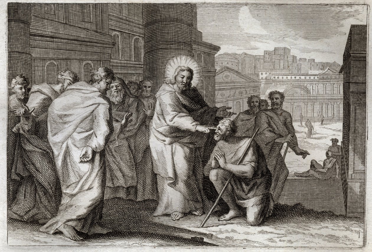 Royaumont Bible, New Testament: The Blind Does. Jesus Christ Miraculously Heals the Blind by Unknown artist
