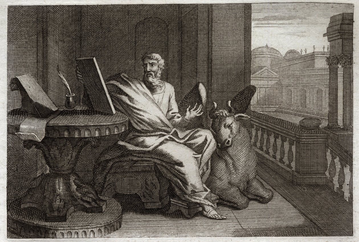 Royaumont Bible, New Testament: The evangelist Saint Luke with the bull. Illustration from 1811. by Unknown artist