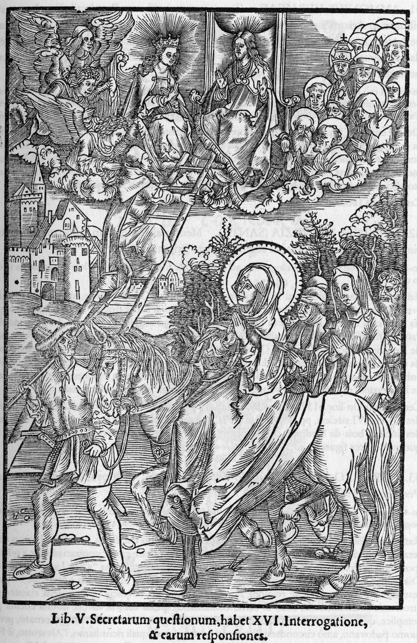 Saint Brigitte de Suede (Santa Brigitta di Svezia) (Brigida, Bridget, Brigite) (1303-1373). Widow, founder of the Order of the Holy Savior. Engraving in 