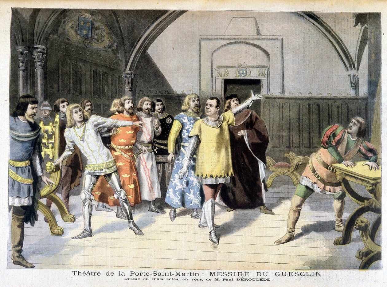 Scene of the play Messire Du Guesclin, drama by Paul Déleède, played at the theatre of the Porte Saint Martin. In Le petit journal, on the 03/11/1895 by Unknown artist