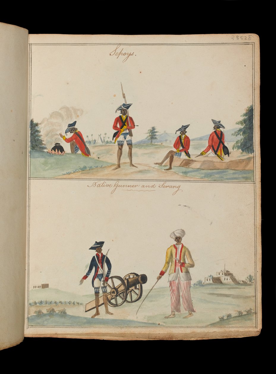 Sepoys, a native gunner and a serang (boatswain) by Unknown artist