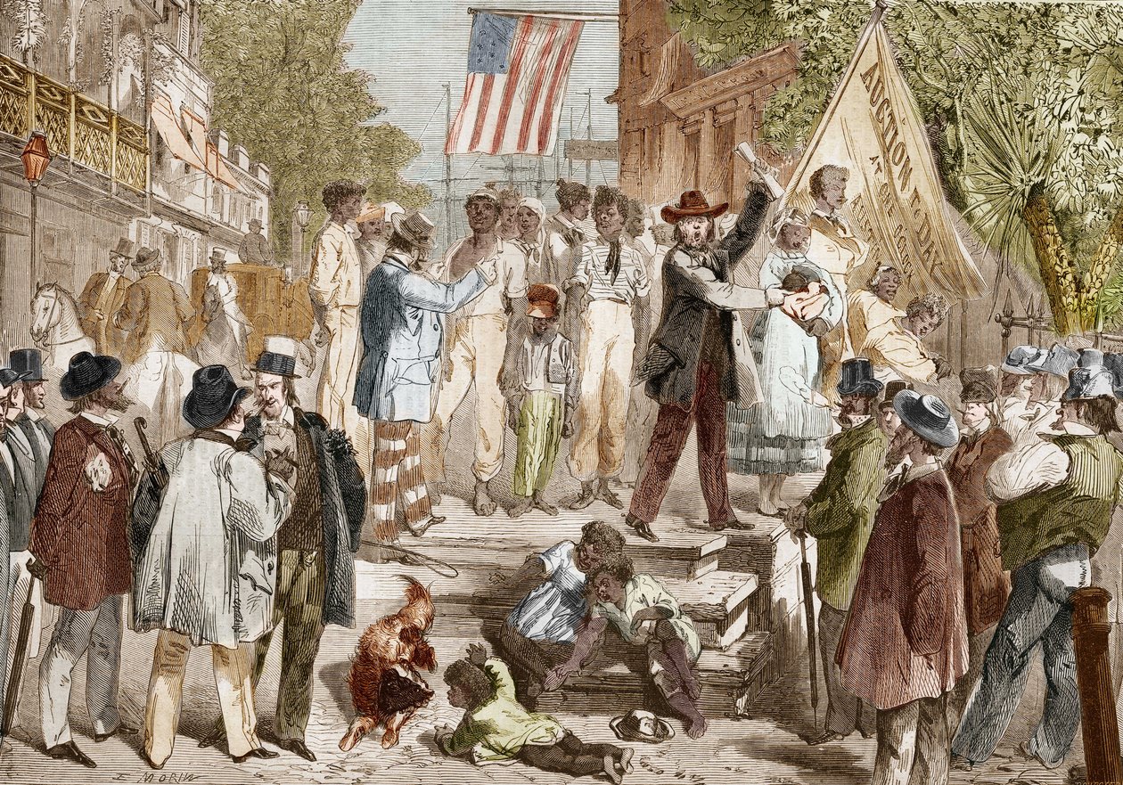 Slave sale in Richmond, United States in 1864. by Unknown artist