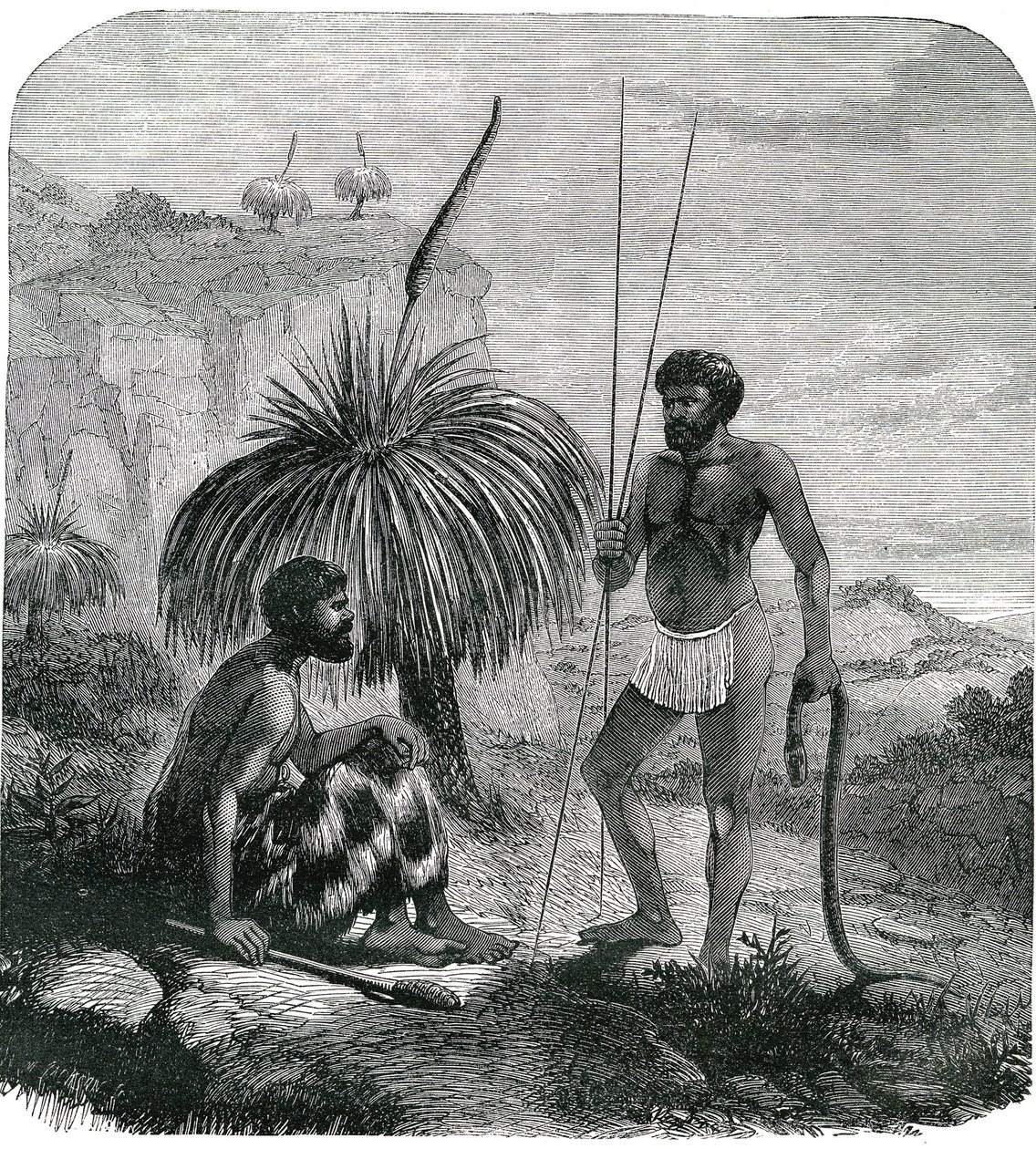 Snake Hunters in Australia (Engraving 1868) by Unknown artist
