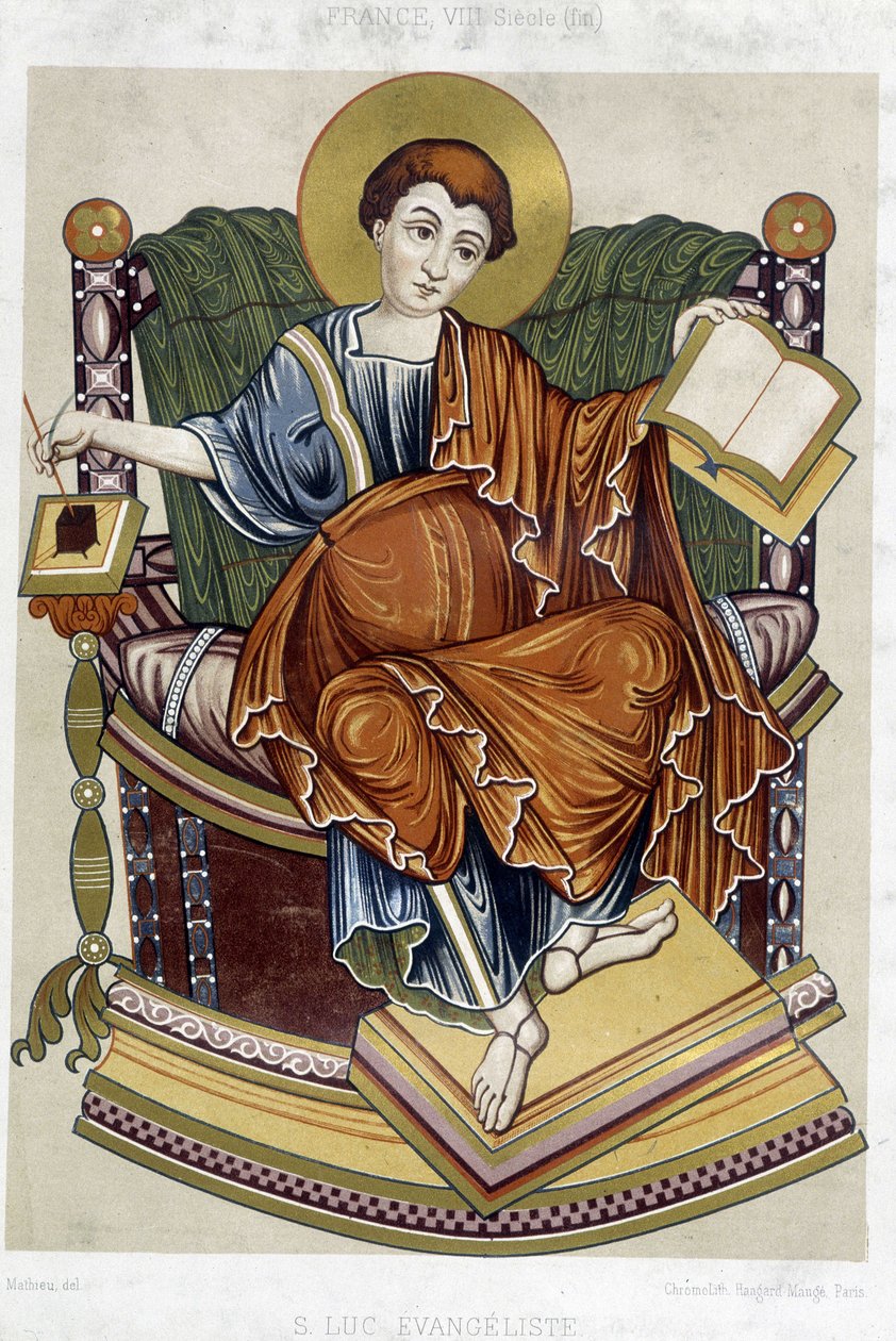St Luke evangelist - chromo. 19th century from a document of the 8th century by Unknown artist