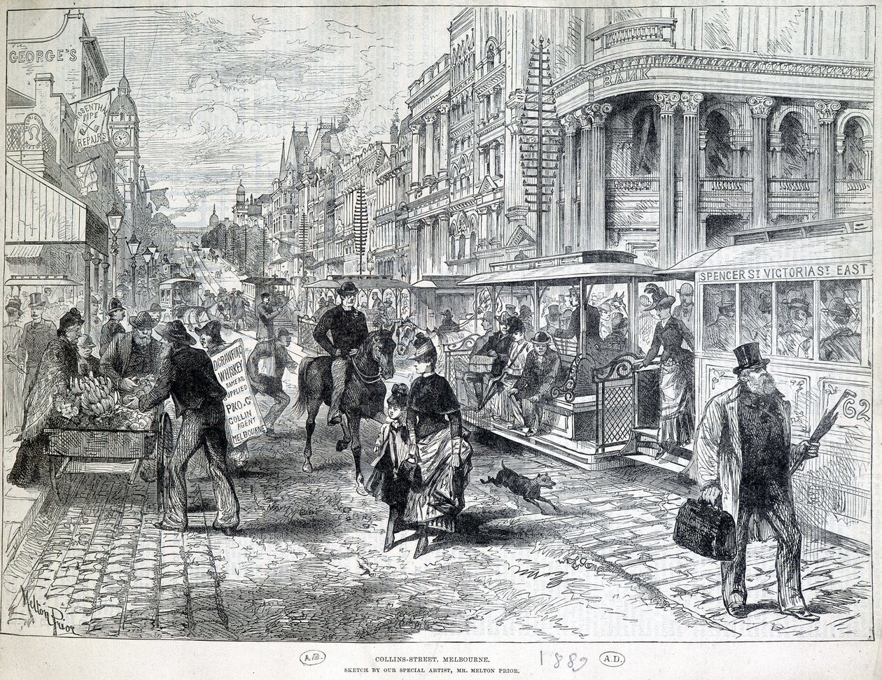 Street scenes, Collins Street in Melbourne in 1889 by Unknown artist