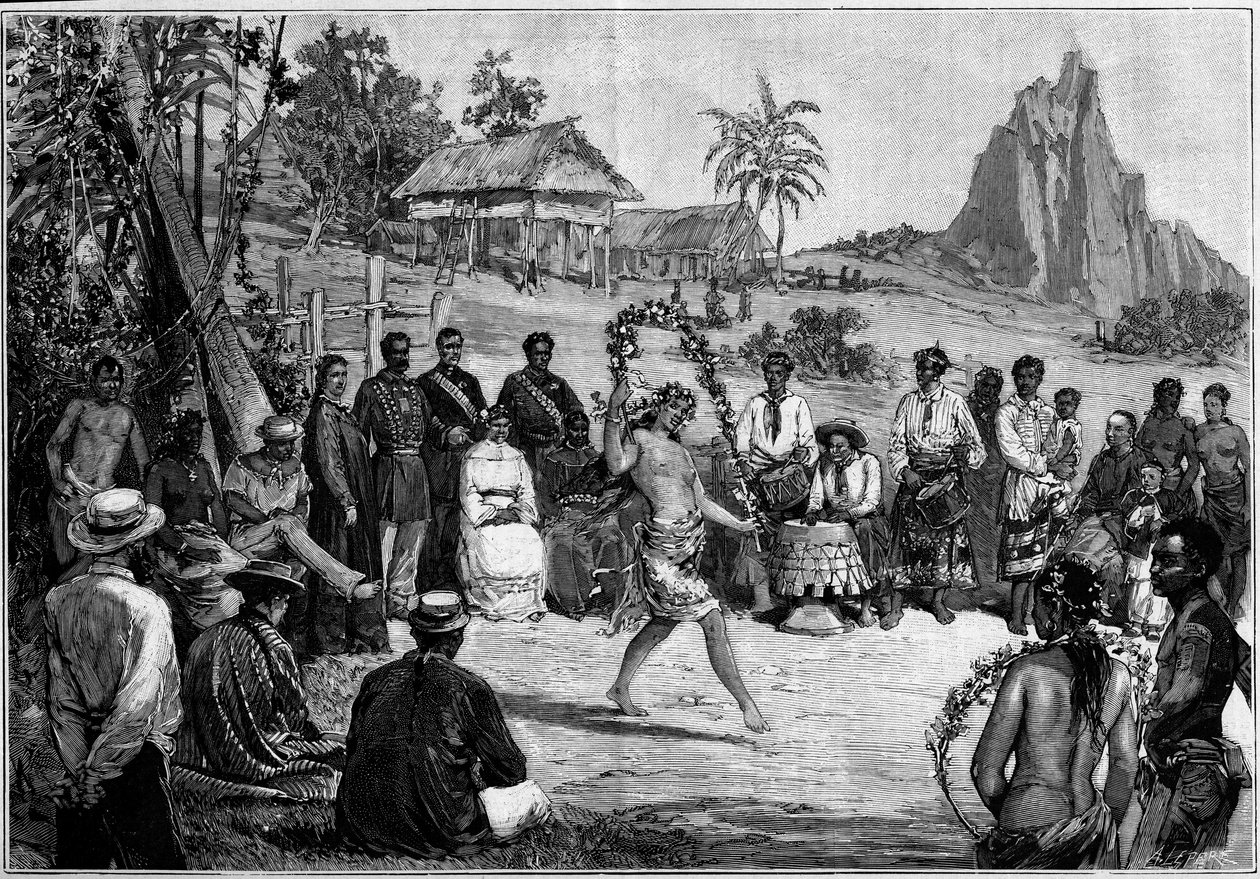 Tahiti: Thai dances in Papeete, before the court of King Pomare V by Unknown artist