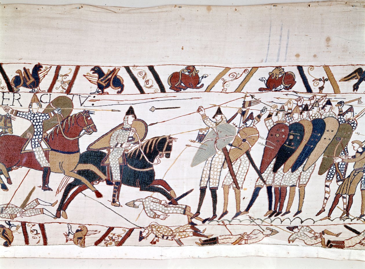 The Battle of Hastings, won by William I the Conqueror on 14/10/1066. Bayeux tapestry, known as Embroidery of Queen Mathilde. by Unknown artist