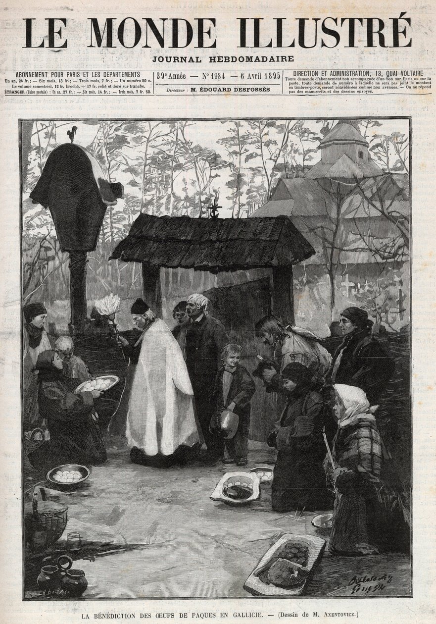 The Benediction of Easter Eggs in Galicia - Engraving in 