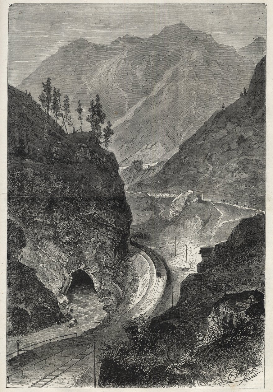 The Brenner Railway to Tyrol - Engraving 1867 by Unknown artist