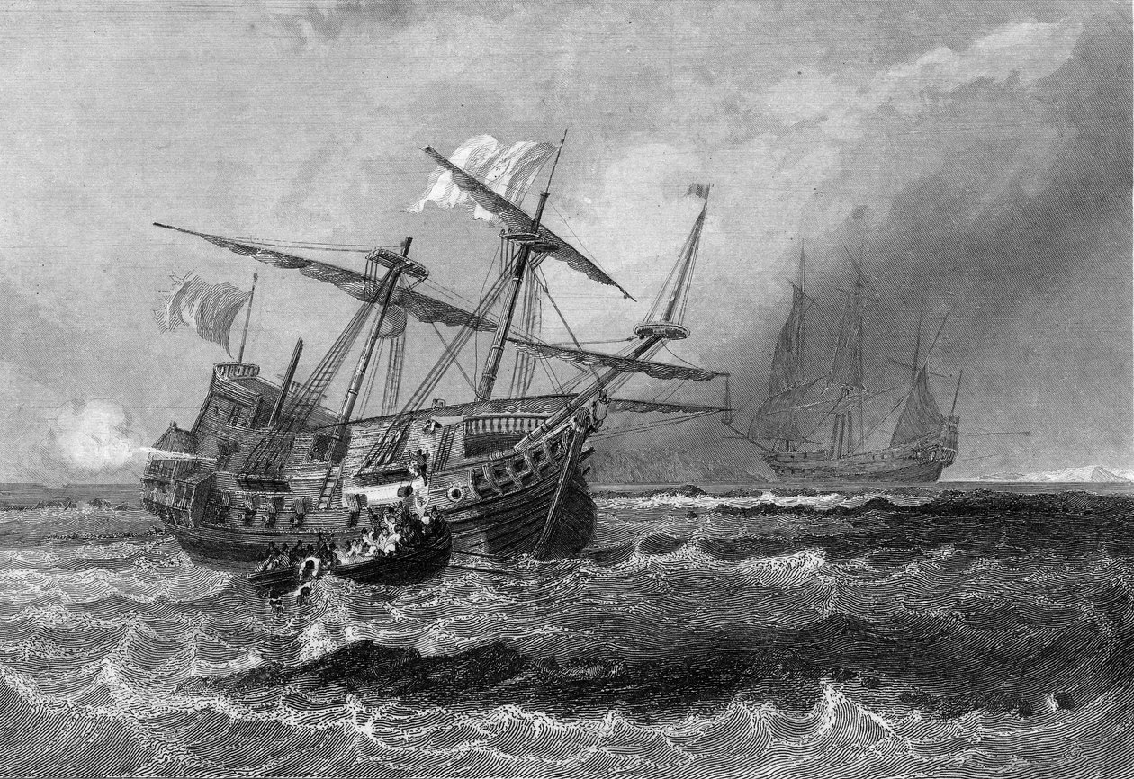 The Corbin lost on the reef in the Maldives Islands on 1 July 1602. In 