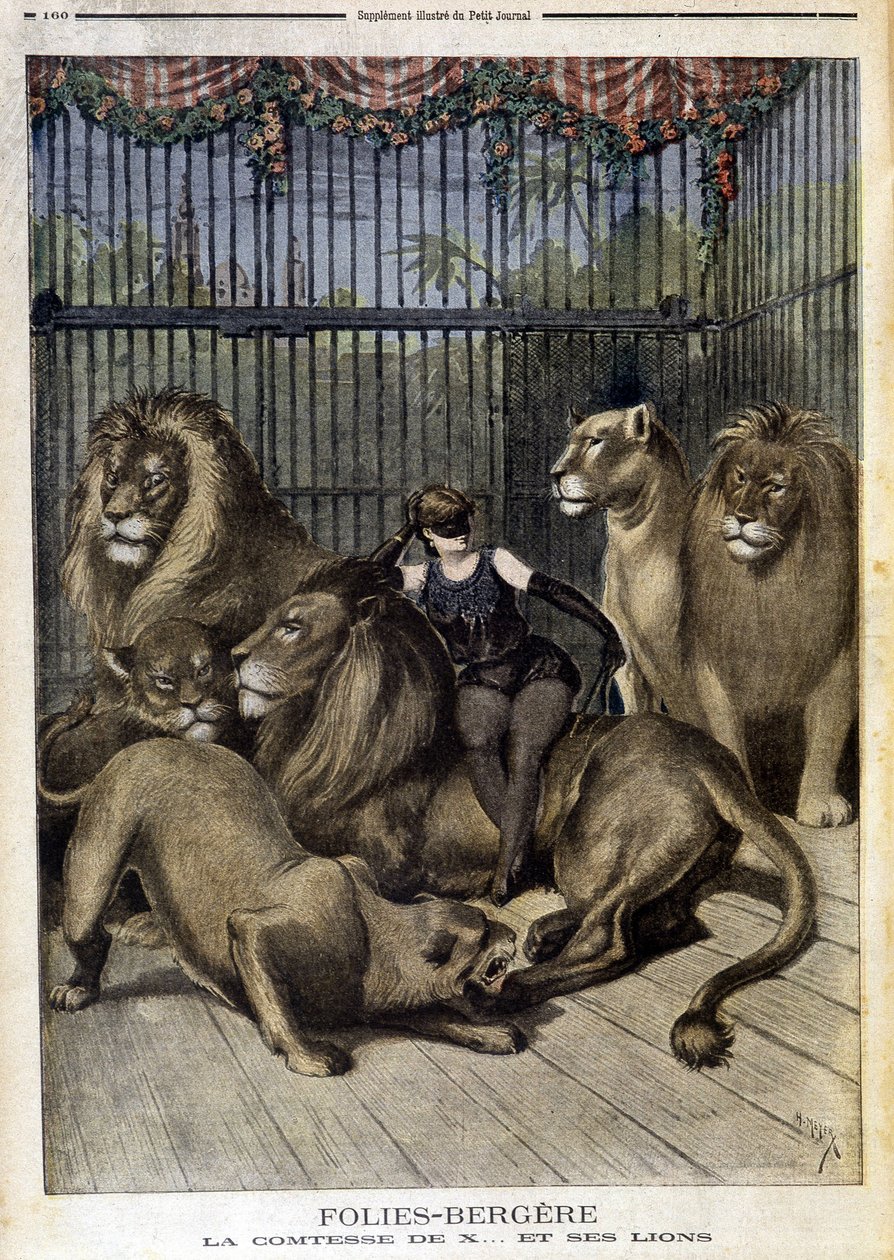The Countess of X... and her lions at the Folies Bergère in Paris. In Le petit Journal, on 19/05/1895 by Unknown artist