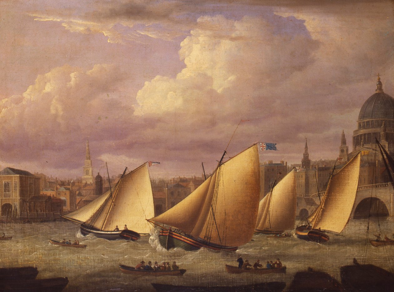 The Cumberland Fleet Racing Above London Bridge by Unknown
