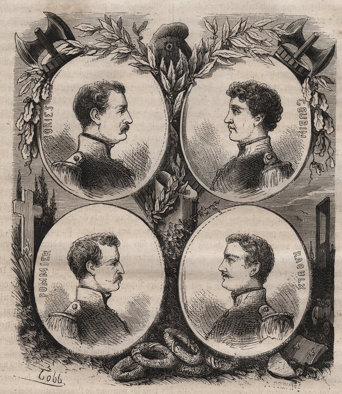 The Four Sergeants of La Rochelle Accused Under the Restoration of Wanting to Overthrow the Monarchy and Guillotined in 1822 by Unknown artist
