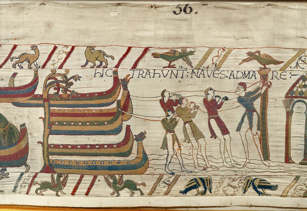 The Normans pull their ships to the sea, Bayeux Tapestry by Unknown artist