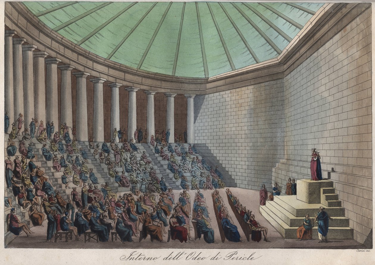 The Odeon of Athens or Odeon of Pericles in Athens - Engraving from 