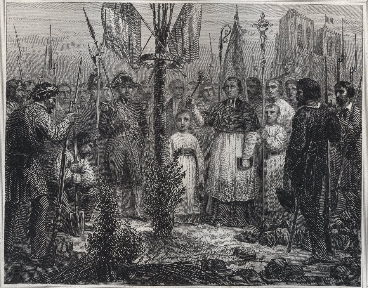 The Plantation of a Liberty Tree during the Revolution - Engraving in 