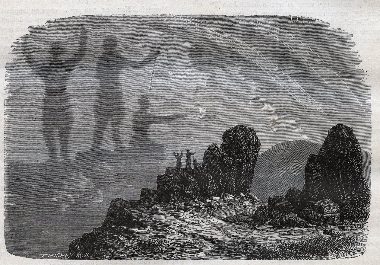 The Spectre of the Brocken in the Harz Mountains (engraving from 1877) by Unknown artist