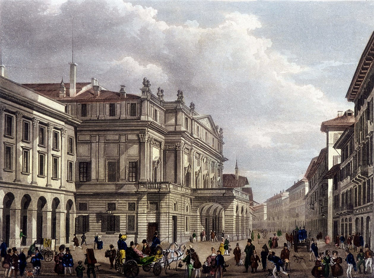 The Teatro alla Scala in Milan at the beginning of the 19th century. Engraving of the period. Museo della Scala de Milan by Unknown artist