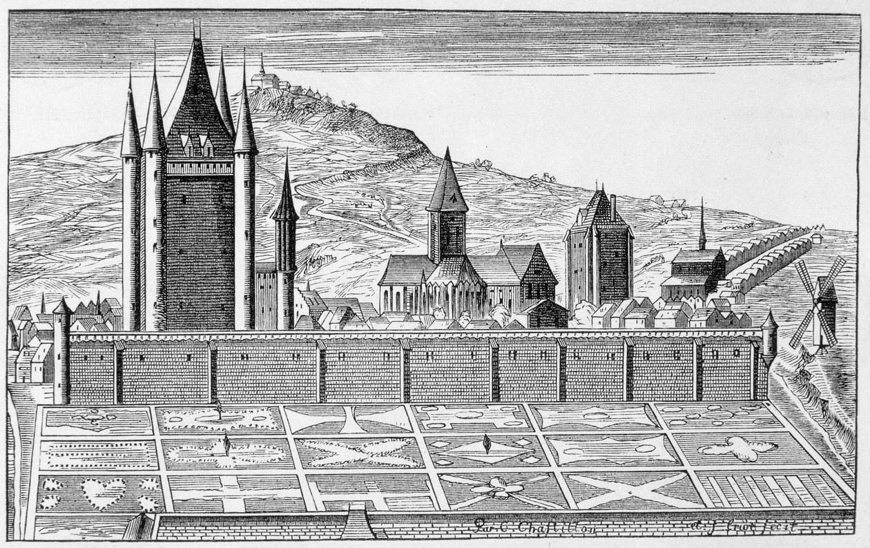 The Tower of the Temple, from a print of the topography of Paris - engraving by Unknown artist