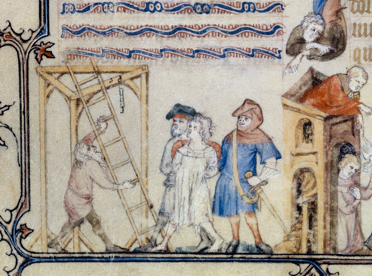 The Ballad of the Hanged. Miniature Illustrating the Poem of Francois de Moncorbier dit Villon (1431/1432-1463). 15th Century by Unknown artist