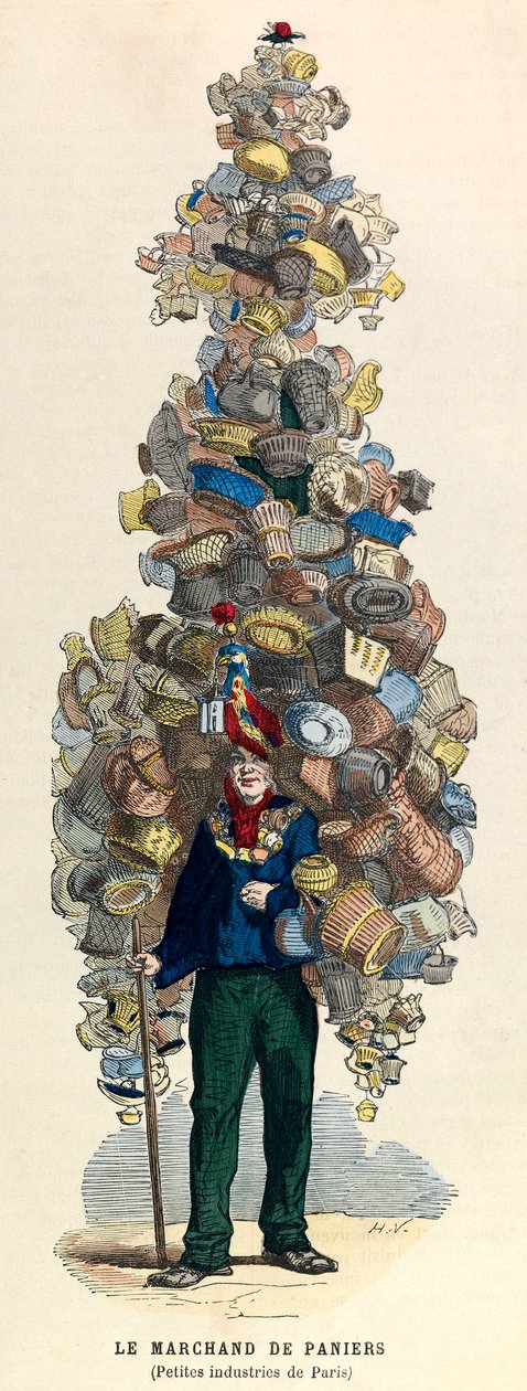 The Basket Merchant in Paris in the 19th Century. Private Collection by Unknown artist