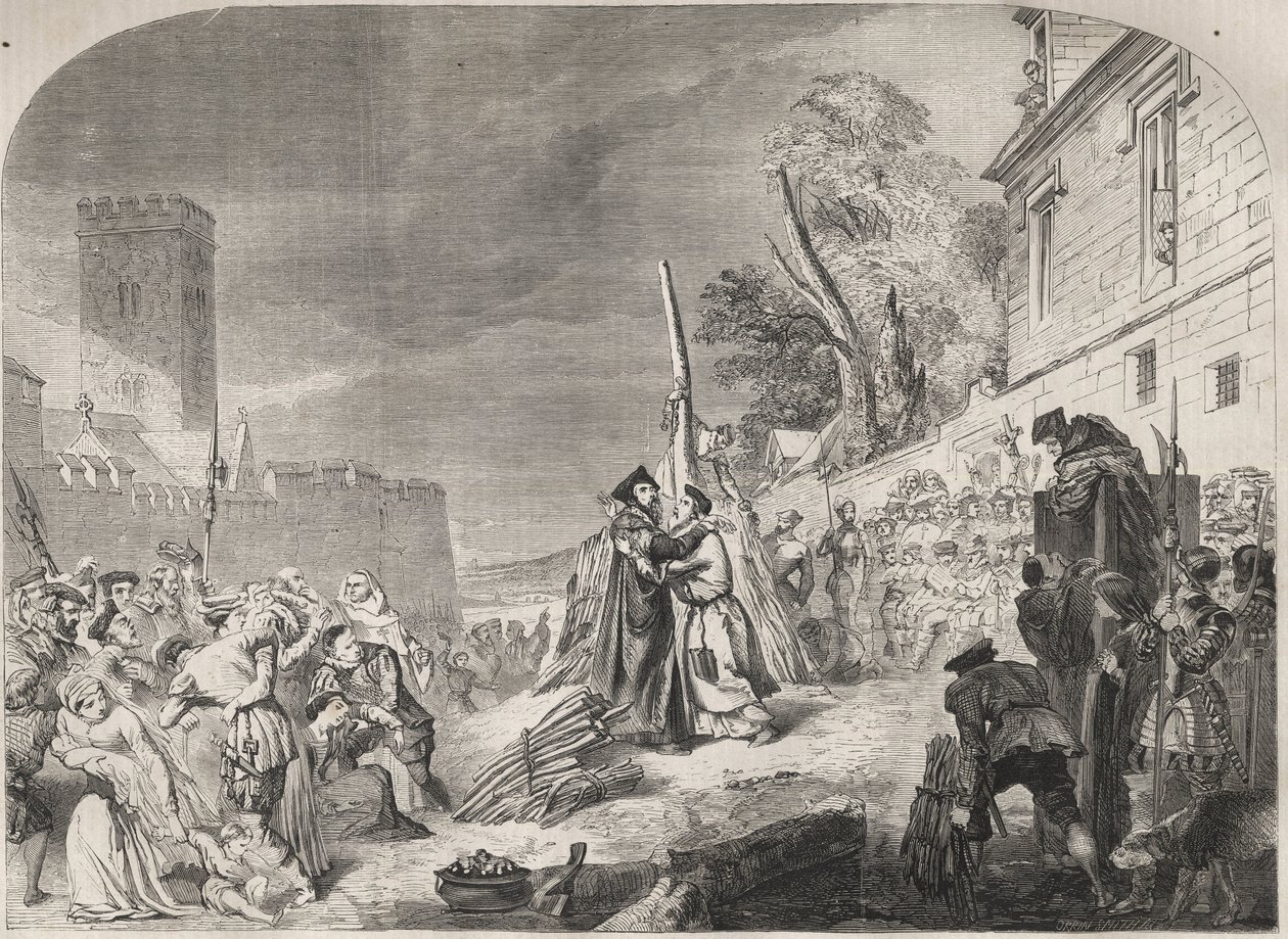The Burning of Bishops Nicholas Ridley and Hugh Latimer at the Stake near the Gates of Balliol College, Oxford, England by Unknown artist