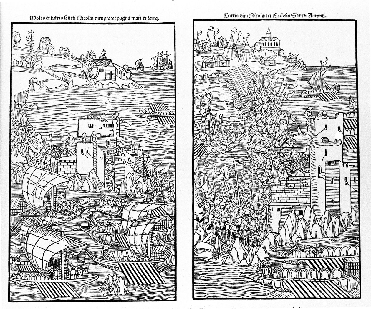 The capture of Rhodes by the Turks in 1522. The Turks attack the fortress of St. Nicholas. by Unknown artist