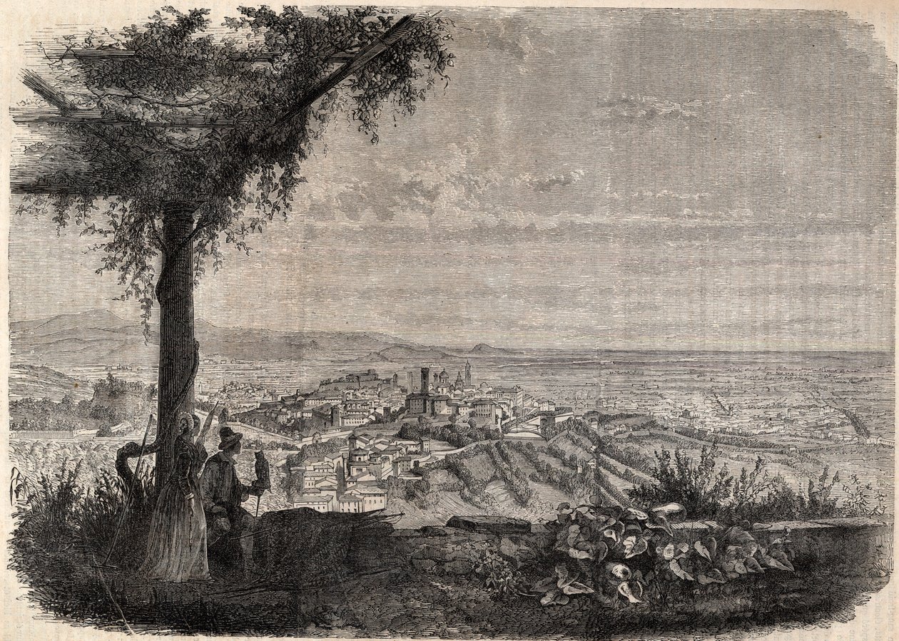 The city of Bergamo around 1858 - engraving by Unknown artist