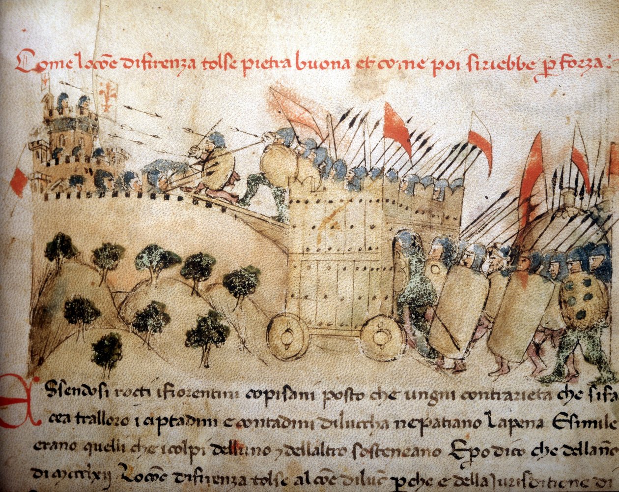 The city of Florence conquered Pietrabuona, which the inhabitants of Lucca later took over - in Croniche del Sercambi, around 1400. National Archive, Lucca by Unknown artist