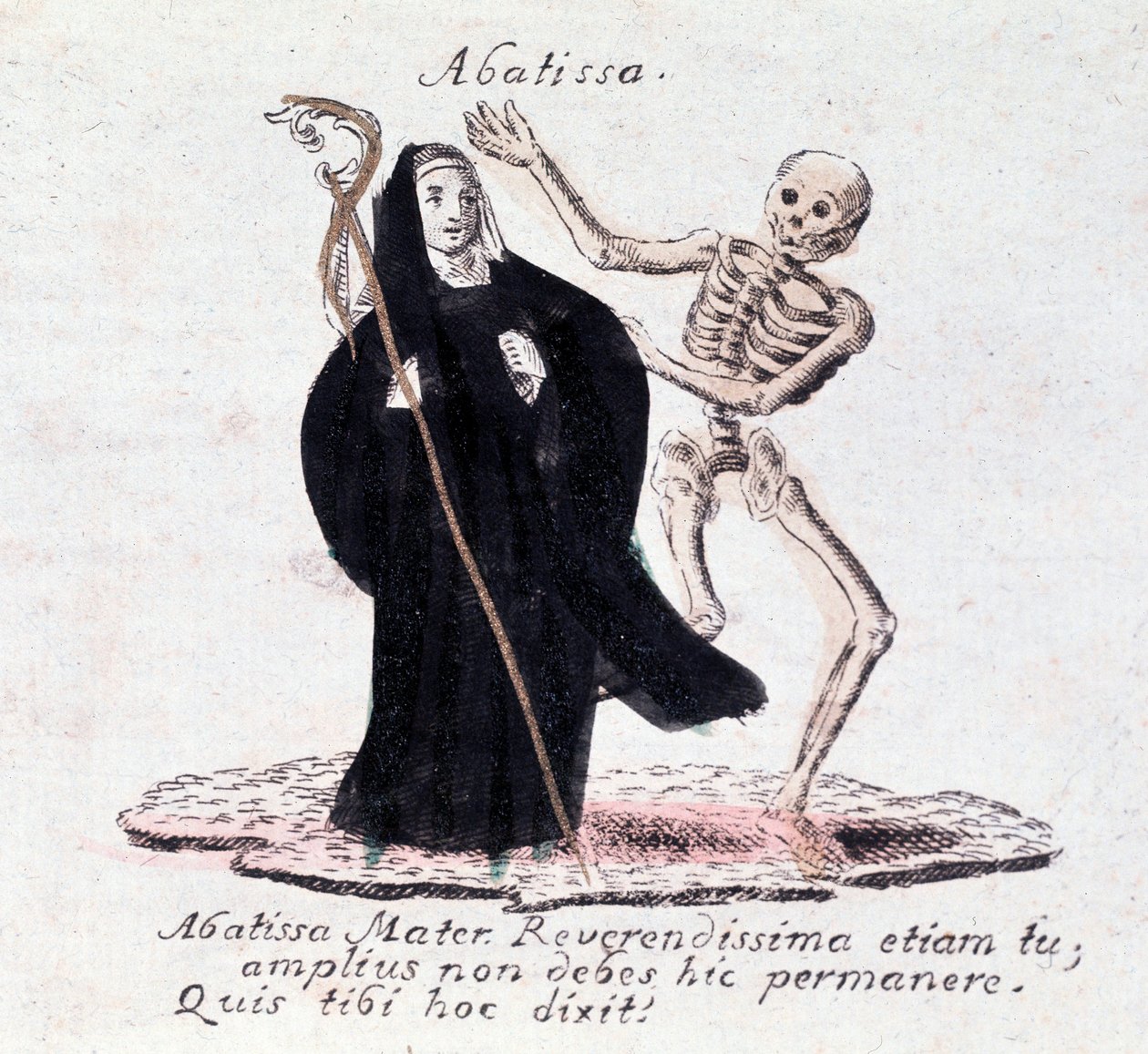 The dance of death, the abbess and a skeleton by Unknown artist