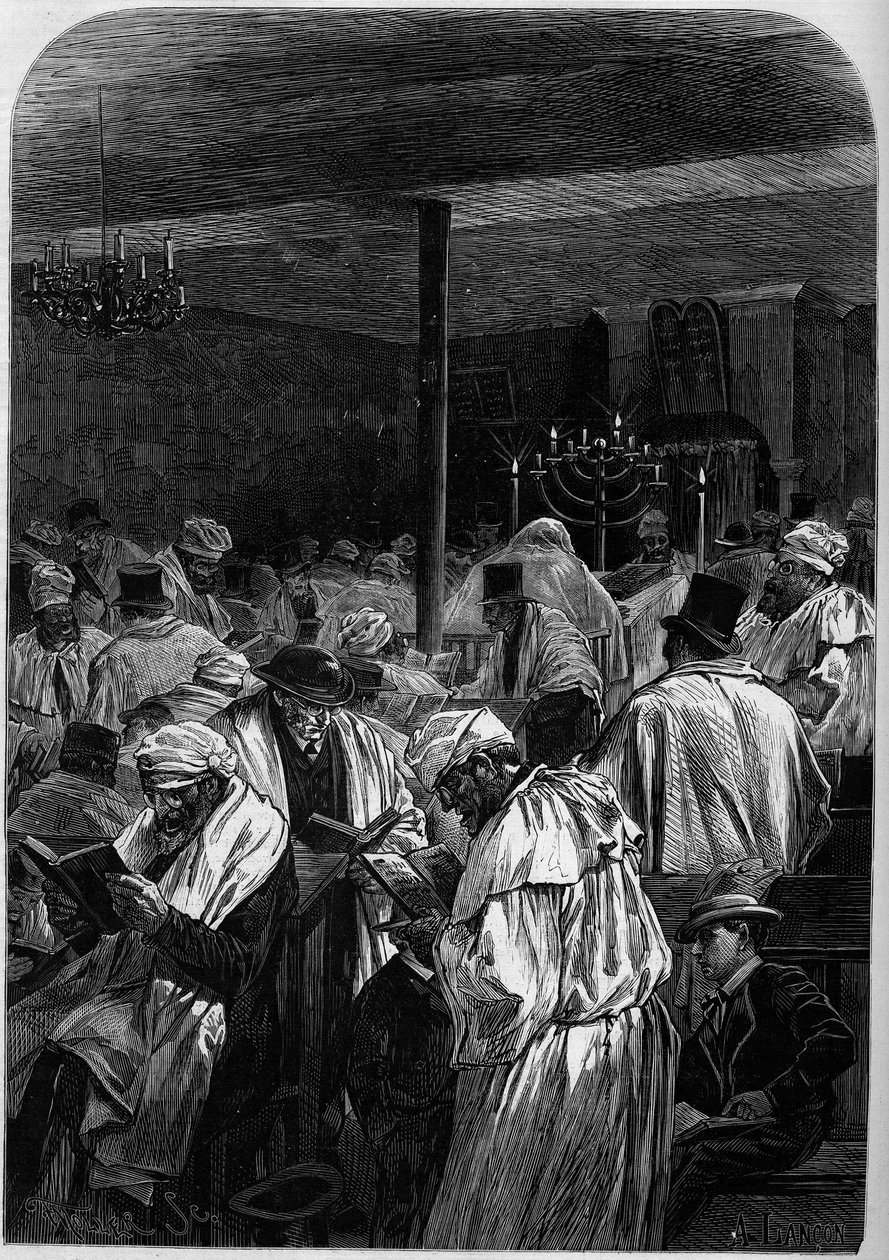 The Day of the Great Forgiveness of the Jews or Celebration of Yom Kippur in a Synagogue on Rue Saint Louis en l
