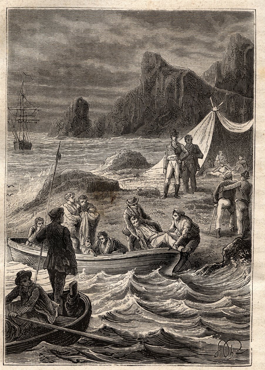 The expedition to the southern lands (1800-1803) by Nicolas Baudin (1754-1803): the sick of scurvy were transported ashore in the Bay of Adventure (Tasmania, Australia) - illustration taken from 